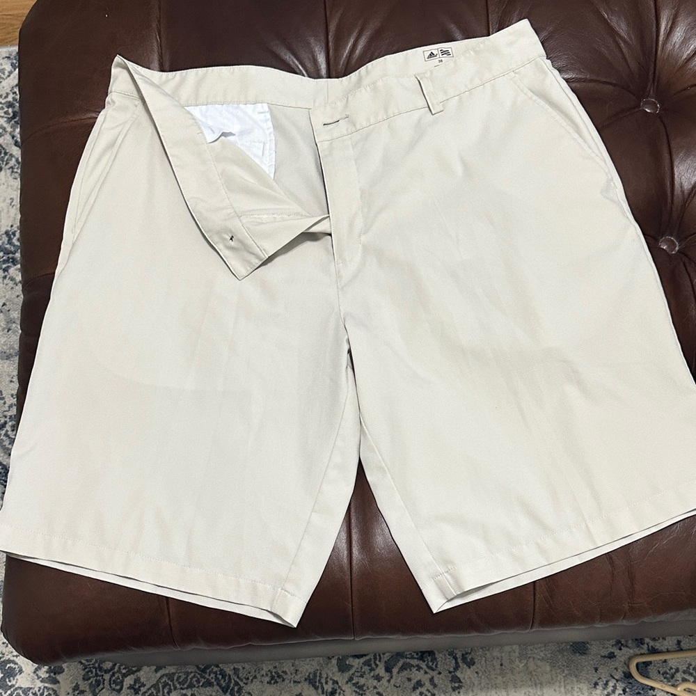 adidas Men's Beige Flat Front Shorts 38
